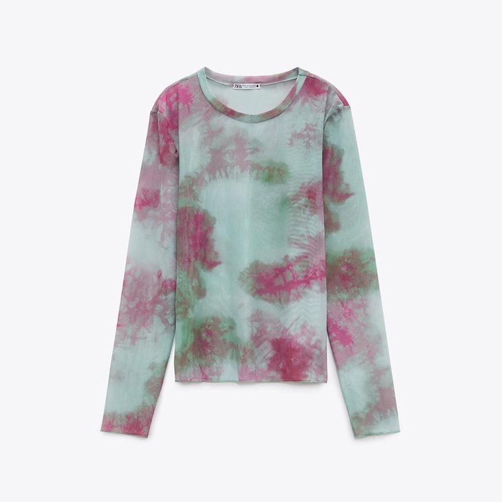 Zara Tie Dye Tulle Mesh T-Shirt
